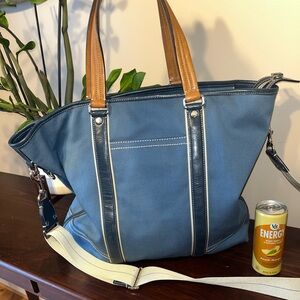 Vintage Rare Coach Travel Duffle Bag Luggage Unused New tags EUC blue y2k canvas